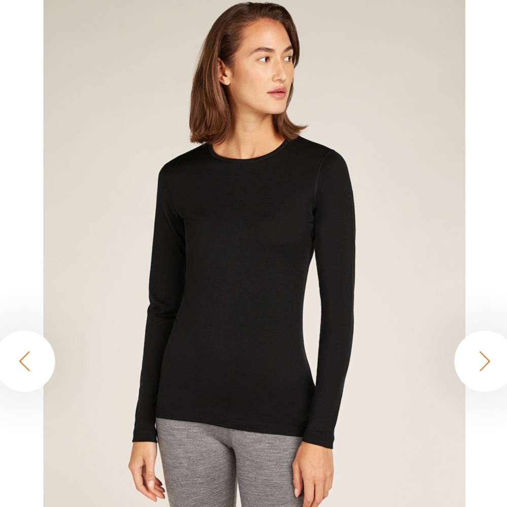 Icebreaker Bodyfit 200 100% Merino Crew Thermal Top Black Sz XS